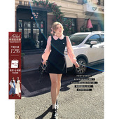 安妮不火娃娃领波点连衣裙女2025秋季 连衣裙 气质长袖 新款 微胖大码