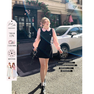 气质长袖 微胖大码 连衣裙 新款 安妮不火娃娃领波点连衣裙女2026春季