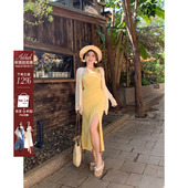 安妮不火 抹胸裙子 微胖大码 设计感开叉针织连衣裙女2025夏季 新款