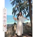 收腰吊带裙套装 蝴蝶蕾丝雪纺仙女裙微胖大码 塞纳杏蝶笺 安妮不火