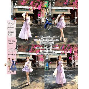 安妮不火 甜辣双生绝美三穿吊带雪纺裙女夏季新款微胖大码连衣裙