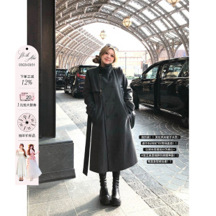 呢子大衣 微胖大码 安妮不火 格雷系双排扣毛呢外套女2025秋冬新款