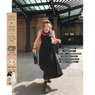 两件套装 安妮不火 微胖大码 女2025秋冬新款 学院风呢子连衣裙套装