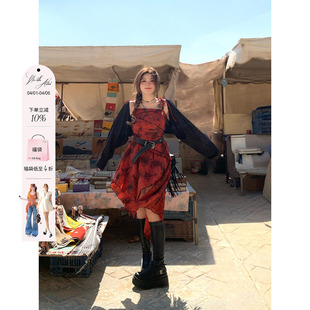 安妮不火 新款 微胖大码 废土风裙子 度假风不规则连衣裙女2024夏季