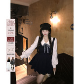 安妮不火 学院风TR面料娃娃领百褶连衣裙女微胖大码 收腰公主短裙