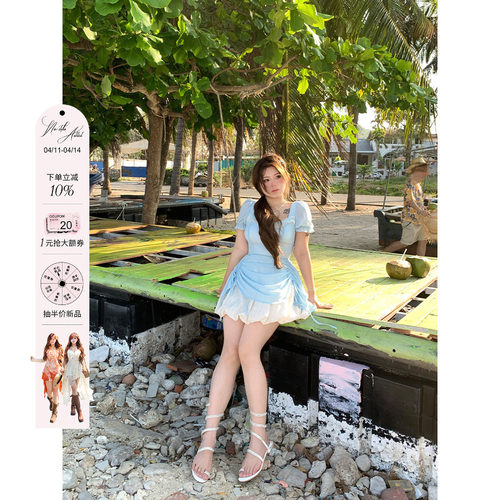 安妮不火 美泉宫木影 甜美抽绳褶皱蓬蓬裙微胖大码收腰公主小裙子