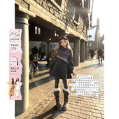 费尔岛两件套装 安妮不火 气质毛织披肩&双排扣呢外套裙女微胖大码