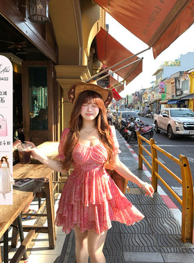 安妮不火 4/15 20点【野玫吉普赛】不规则立裁裙摆雪纺印花连衣裙