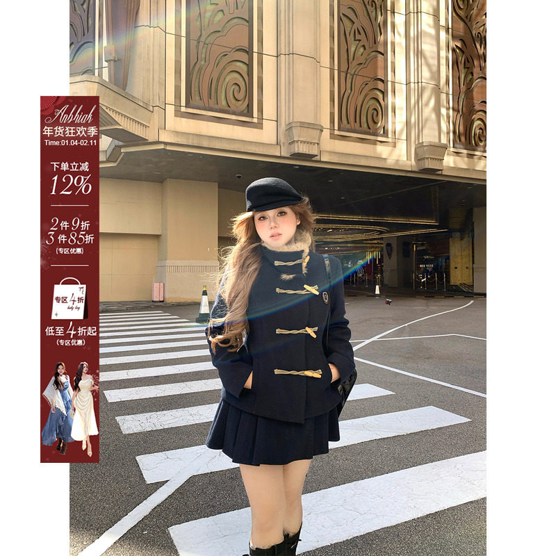 安妮不火 学院夹棉毛领呢外套+百褶裙套组女微胖大码英伦风两件套,女装/女士精品,时尚套装,淘宝优惠券,粉丝福利购,淘宝优惠卷