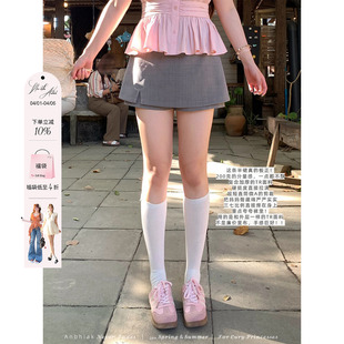 料侧边开叉显腿长A字半裙女微胖大码 漫画少女小短裙 西装 安妮不火