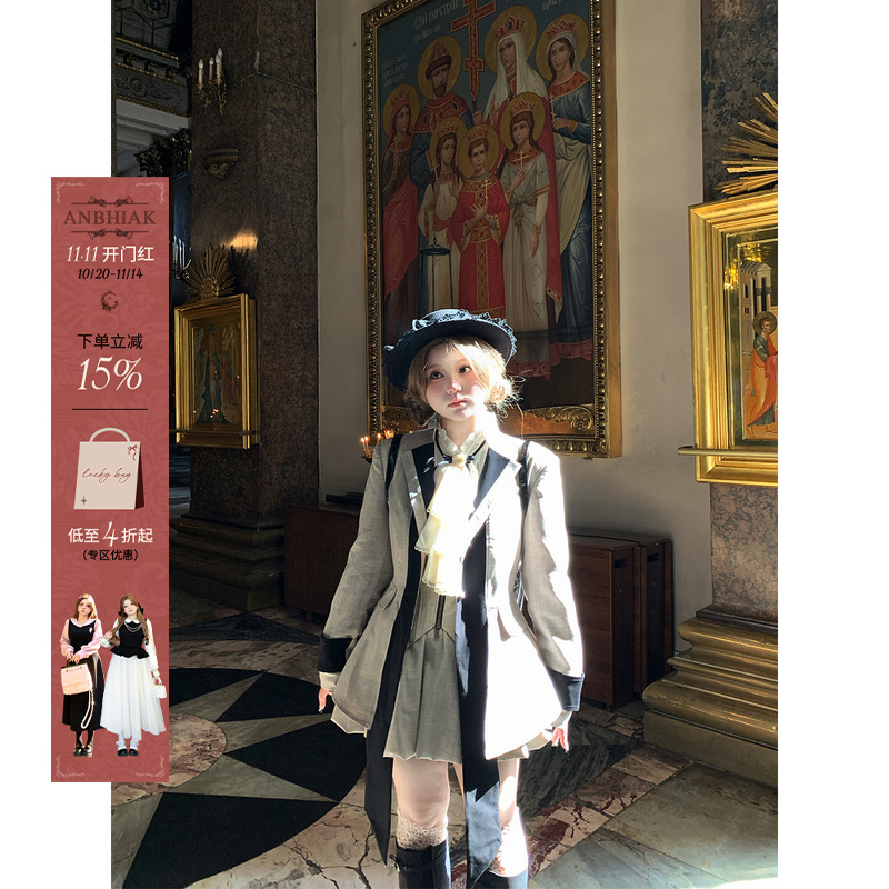 安妮不火叶卡捷琳娜秀场三件套女2025秋新款微胖大码显示气质套装