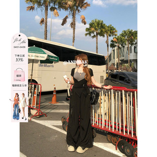 安妮不火 女微胖大码 宽松显瘦长裤 酷感不设限松弛感可调节伞兵裤