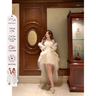 公主裙两件套装 安妮不火 雪尼尔羽毛蕾丝荷叶边吊带裙女微胖大码