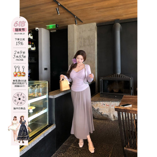 安妮不火 纯欲蕾丝花边开衫&吊带&半裙三件套女微胖大码气质套装