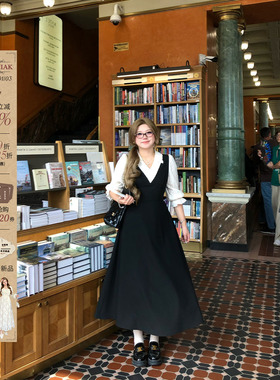 安妮不火 焦糖甜可滋巴洛克提花裙女秋新款微胖大码假两件连衣裙