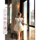 设计感收腰裙子 连衣裙微胖大码 安妮不火 塞纳白露庭镂空花小飞袖