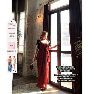 新中式 国风长裙子 源氏千鹤串珠立领印花连衣裙微胖大码 安妮不火