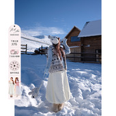 安妮不火 A字大摆半裙 肌理感纯色松紧腰夹棉花苞半身裙女微胖大码