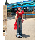 不规则裙子 微胖大码 安妮不火度假风开叉红色连衣裙女2024夏季 新款