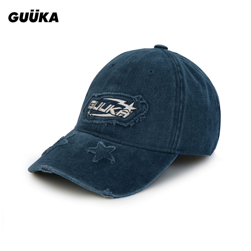 GUUKA藏青做旧防晒显脸小棒球帽图片