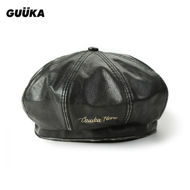 GUUKAPU皮英伦复古贝雷帽女图片