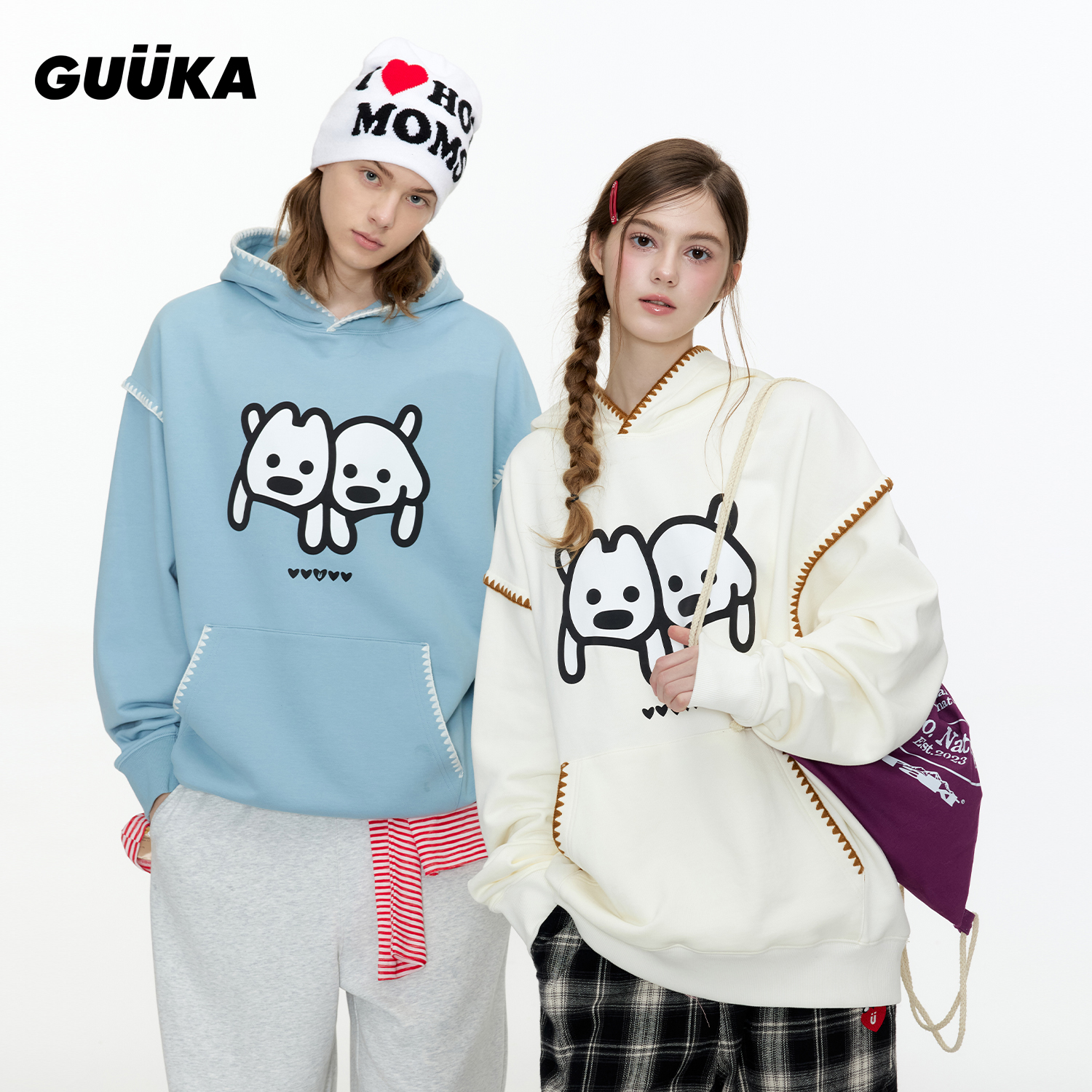 郑业成同款美式重磅纯棉卫衣连帽