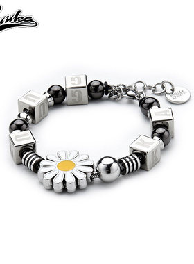 GUUKA潮牌周柯宇同款小雏菊手链 嘻哈情侣方块logo手链子礼物百搭