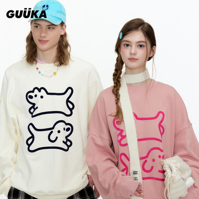 matsui联名小狗绒感印花加绒卫衣