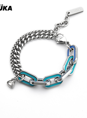 GUUKA潮牌多彩大方链手链女2025年新款 学生嘻哈百搭古巴链手饰