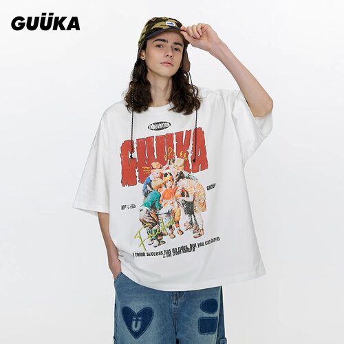 张桂源同款GUUKA美式街头半袖T恤