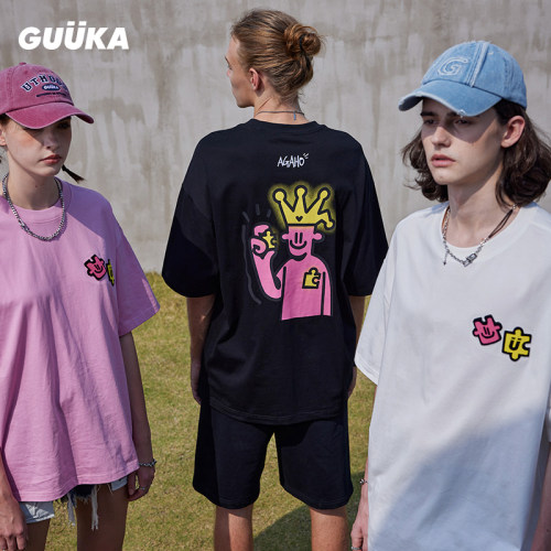 Guuka嘻哈情侣装短袖文韬同款