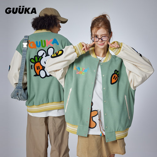 王安宇同款GUUKA美式撞色棒球服