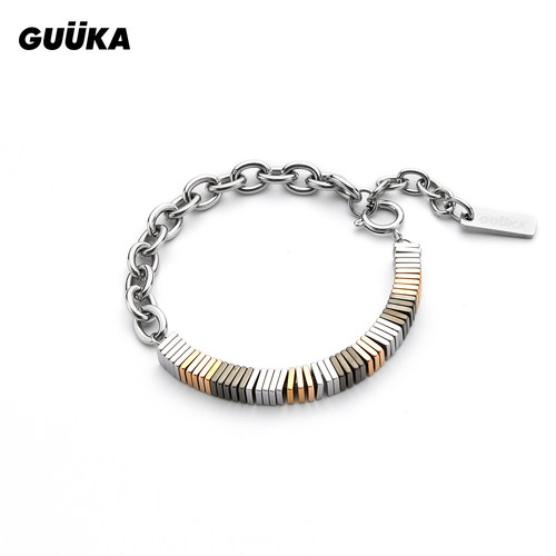 GUUKA不锈钢可转动方块手链男