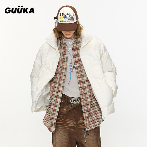 古由卡潮牌90白鸭绒白色羽绒服