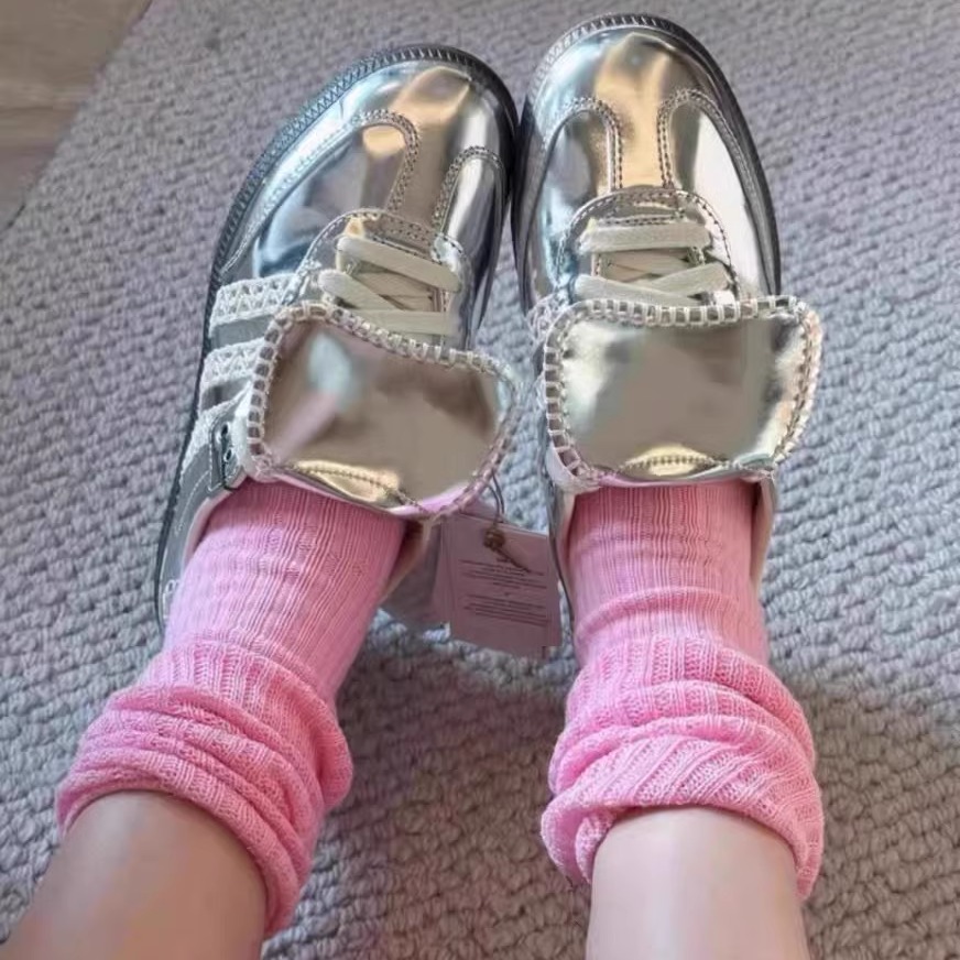 2025新款wales bonner桑巴德训鞋液态银休闲薄底鞋男女运动休闲鞋