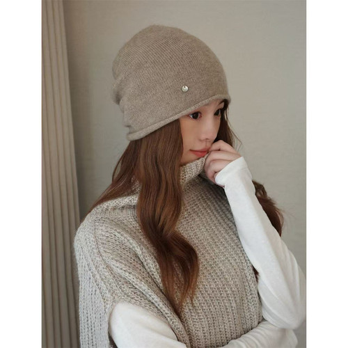 高品质亲肤30%山羊绒针织冷帽