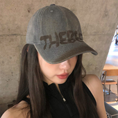 复古腔调 做旧感显脸小字母棒球帽子女宽檐百搭软顶鸭舌帽大头围