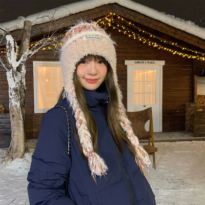 手工辫子显脸小针织帽川西旅游