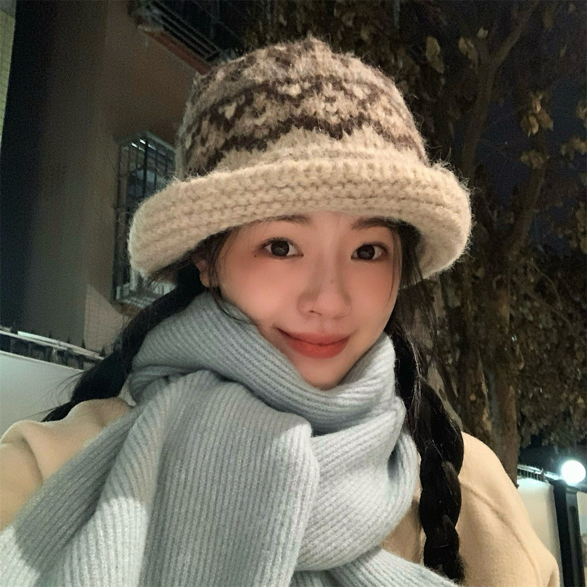 日系古着风渔夫帽手工针织盆帽