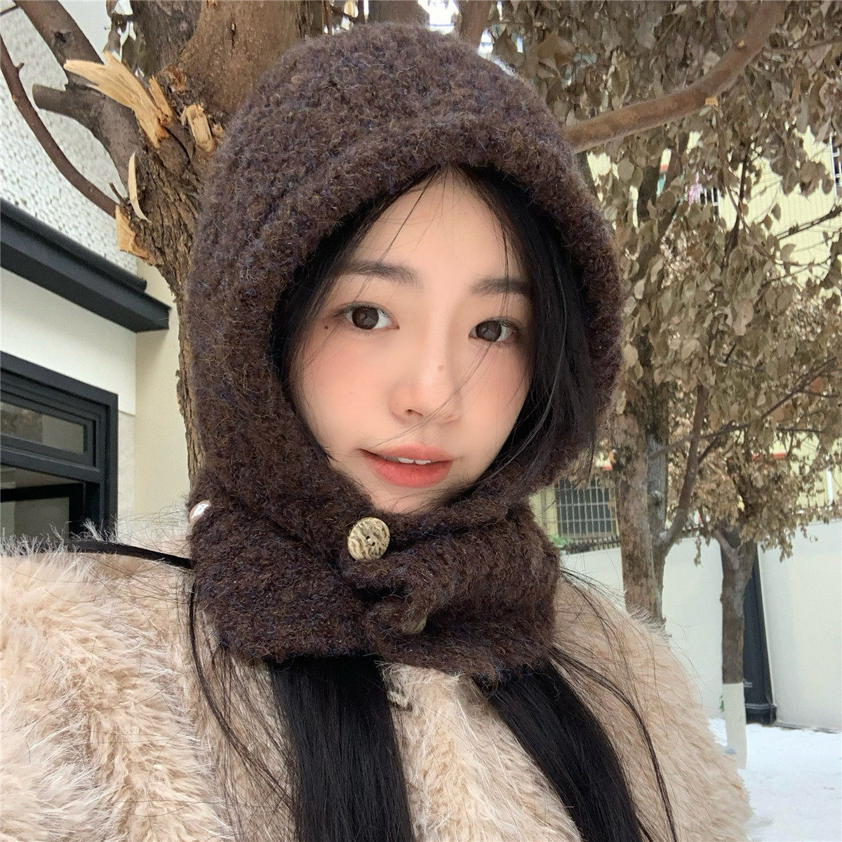 丁走走韩国含羊毛巴拉克拉法帽女冬季新款针织帽保暖帽子围巾一体,服饰配件/皮带/帽子/围巾,帽子,淘宝优惠券,粉丝福利购,淘宝优惠卷