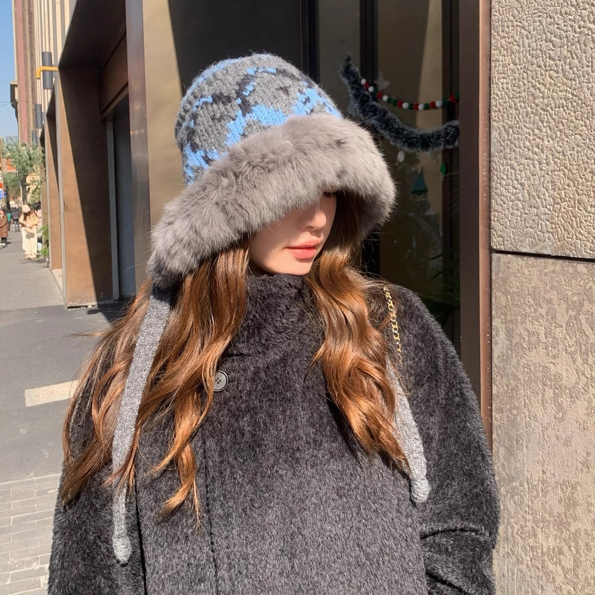 新疆旅游费尔岛手工针织毛绒帽