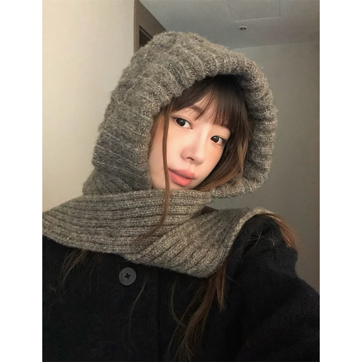韩国订单含羊毛针织帽子围巾一体冬季防寒保暖护耳巴拉克拉法帽女,服饰配件/皮带/帽子/围巾,帽子,淘宝优惠券,粉丝福利购,淘宝优惠卷