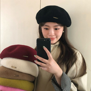 推荐！高品质澳洲纯羊毛贝雷帽子女2025秋冬大头围画家帽显脸小潮