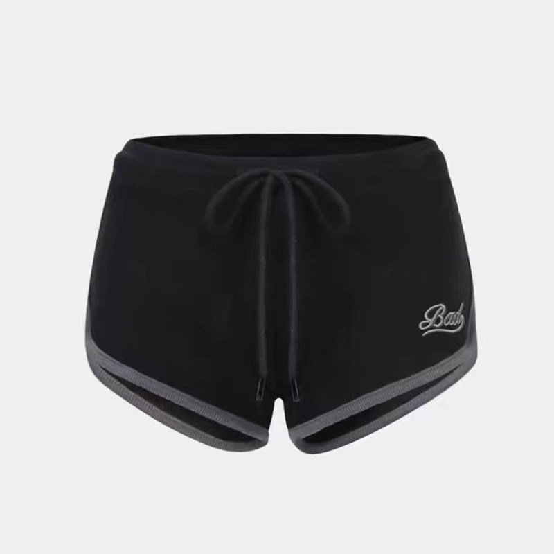 badbloood柔软海豚运动超短裤女包臀休闲跑步刺绣小短裤子夏季女