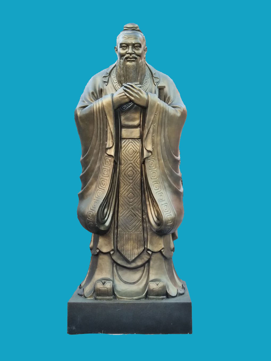 玻璃钢孔子雕像仿铜树脂彩绘定制纯铜校园文化浮雕学校石雕塑摆件