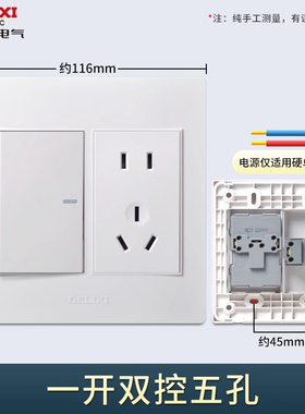 德力西120型插座开关电源面板一开双控五孔带单开1开5孔一插一方