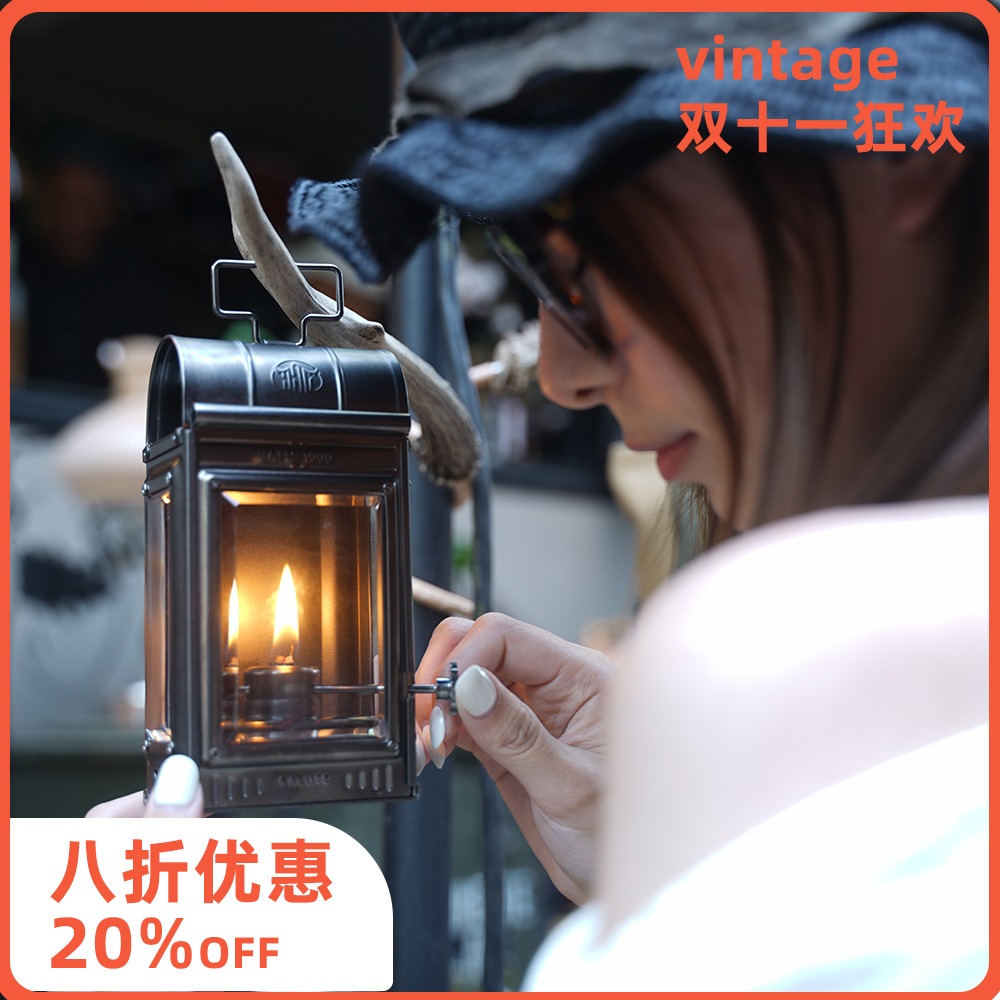 复古煤油灯 JOJO静思紫铜露营灯营地灯马灯台灯 原创设计定制玻璃