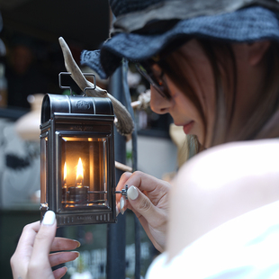 复古煤油灯 JOJO静思紫铜露营灯营地灯马灯台灯 原创设计定制玻璃