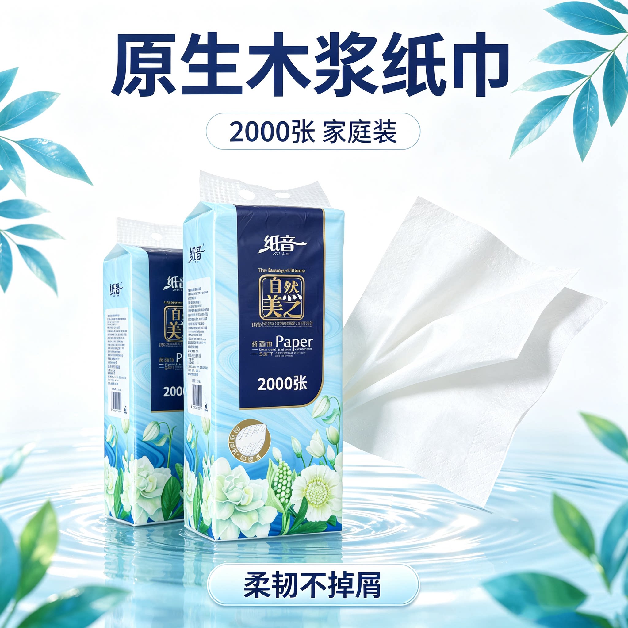 纸音抽纸纸巾2000张悬挂式壁挂底部抽卫生纸加厚家用厕所大包加厚