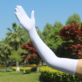 加长白色手套男女弹力莱卡氨纶防晒透气防紫外线舞蹈礼仪表演紧身